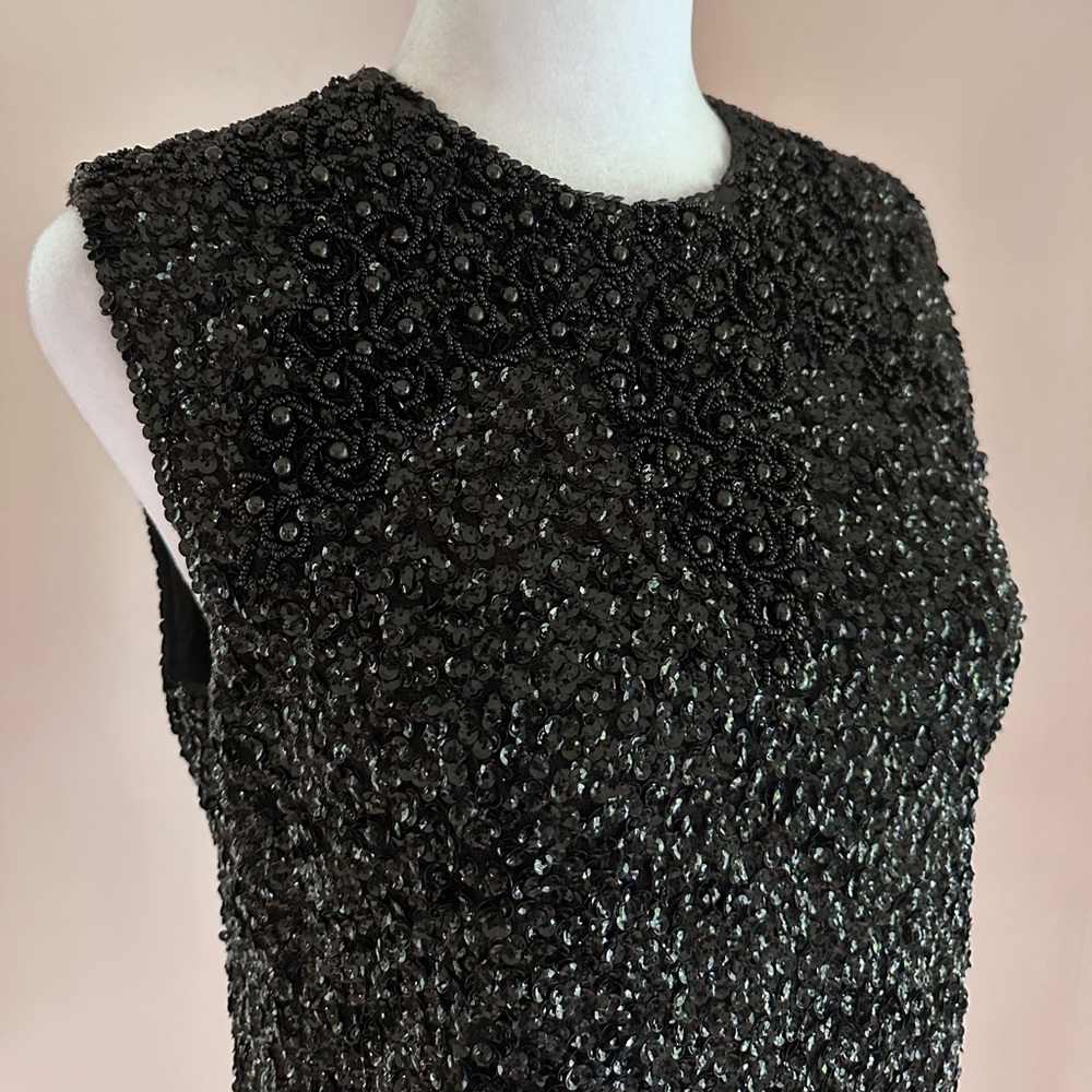 Vintage 1980s Yves Saint Laurent Beaded and Sequin Embellished Top 44 FR 12 US M - Picture 8 of 15